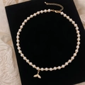 Bracelet en perles élégant avec pendentif queue de poisson doré et zircons brillants - Collier en Perles de Queue de Poisson en Zircone