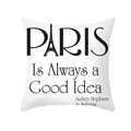 Federa in pelle di pesca con stampa nera di Parigi e citazione di Audrey Hepburn - Stile Paris Audrey Hepburn (TPR387-8) / 45x45CM (Senza Interno)