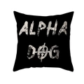 Fodera per cuscino quadrata nera con stampa artistica della scritta Alpha Dog - Stile Alpha Dog Nero (TPR387-18) / 45x45CM (Senza Interno)