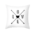Fodera per cuscino in pelle di pesca con scritta LOVE nera e frecce a cuore su bianco - Stile Frecce Incrociate LOVE (TPR387-20) / 45x45CM (Senza Interno)