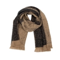 Écharpe épaisse en tricot bicolore marron et noir avec franges pour l'hiver froid - 180*43cm / Camel