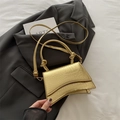 Sac à main sablier doré avec motif crocodile et bandoulière réglable amovible - Doré