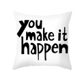 Federa per cuscino bianca in pelle di pesca con stampa scritta you make it happen - Stile You Make It Happen (TPR387-24) / 45x45CM (Senza Interno)