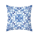 Housse de coussin carrée à motif baroque bleu en tissu peau de pêche - Baroque Bleu Aquarelle (TPR381-8) / 45x45 Carré (Sans Garnissage)
