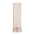 Elegant cream knit scarf featuring contrasting brown stitching and long fringe tassels - Heathered Caramel