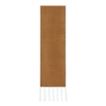 Caramel double-sided scarf with white contrast stitching and tassel trim detail - Camel