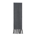 Dark grey double-sided scarf featuring black tassel trim and premium solid wool blend texture - Dark Gray