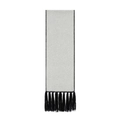 Silver grey shimmer scarf with black fringe tassels, elegant double-sided wool wrap - Off White