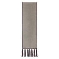 Grey rectangular wool scarf with dark brown stitched edges and elegant tassels - Dark Coffee