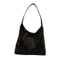 Minimalistische schwarze Schultertasche mit schicker Schleife und langen Trägern - Schwarz