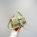 Borsa a tracolla verde menta con ricamo floreale cinese e fibbia dorata elegante - Giallo