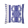 Housse de coussin en peau de pêche bleue avec motif mandala ethnique et géométrique - Mandala Bleu Blanc (TPR381-16) / 45x45 Carré (Sans Garnissage)