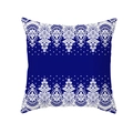 Housse de coussin bohème bleue et blanche avec motif de dentelle florale symétrique - Dentelle Symétrique Européenne (TPR381-19) / 45x45 Carré (Sans Garnissage)