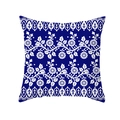 Housse de coussin carrée style ethnique bleu et blanc avec motif floral chic - Dentelle Florale Bleu Foncé (TPR381-20) / 45x45 Carré (Sans Garnissage)