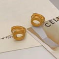 Minimalist 18K gold-plated circular hollow earrings with matte brushed finish - Gold
