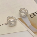 Minimalist silver geometric earrings featuring frosted round pendants in a modern design - Silver