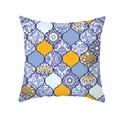 Housse de coussin à motif mandala ethnique bleu marine et jaune en tissu peau de pêche - Mandala de Carreaux Exotiques (TPR381-26) / 45x45 Carré (Sans Garnissage)