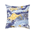 Housse de coussin carrée ethnique bohème aux motifs de mandala bleus et jaunes - Patchwork Persan Décoratif (TPR381-27) / 45x45 Carré (Sans Garnissage)