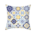 Housse de coussin carrée à motif de carreaux méditerranéens bleu et jaune - Carreau Méditerranéen Bleu Jaune (TPR381-28) / 45x45 Carré (Sans Garnissage)