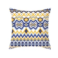 Housse de coussin ethnique carrée avec imprimé géométrique bleu et jaune en peau de pêche - Ethnique Géométrique Pixelisé (TPR381-29) / 45x45 Carré (Sans Garnissage)