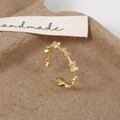 Adjustable golden butterfly ring with twisted band and sparkling zircon inlay - Adjustable Open / Gold Butterfly Open Ring