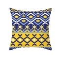 Housse de coussin ethnique à motif géométrique bleu en peau de pêche pour décoration - Totem Géométrique Saturé (TPR381-32) / 45x45 Carré (Sans Garnissage)
