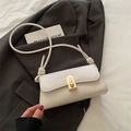 Chic cream white crossbody square bag with gold twist lock and knotted strap detail - White
