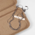 Collar de doble capa de acero inoxidable plateado con diseño de serpiente y curb - Plateado