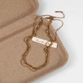 Collar minimalista de doble capa dorado con cadena fígaro y de serpiente en bandeja - Dorado
