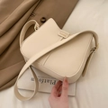 Creamy white matte leather crossbody bag with FASHION logo and gold metal hardware - Off-white Without Pendant
