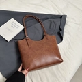 Sac fourre-tout rétro en similicuir marron avec boucle argentée pour le travail - Brun Sans Pendentif