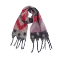 Close-up of winter scarf with heart pattern, polka dots and soft tassel details - 05# Light Grey