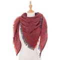 Knit triangle scarf with tassels in mixed burgundy and charcoal grey yarn color - Dark Red (SJ3-01)
