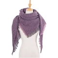Thick dark purple knit triangle scarf shawl with fringe edges for women winter - Purple (SJ3-02)