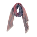 Dettaglio di sciarpa in maglia geometrica rossa, blu e grigia con cucitura fine bordo - Rosso Navy (02#)