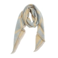 Close-up of yellow and blue plaid scarf fabric showing soft bouclé texture and fringe - 240x40cm / Yellow
