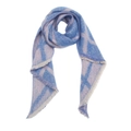 Detail of light blue and pink checkered weave texture with delicate short fringe edges - XJ13-5 Blue Big Argyle