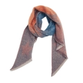 Detail of soft striped scarf showing warm orange and navy fibers with star patterns - 04# Orange Yellow Blue