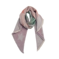 Detail of star pattern and frayed edges on multi-colored winter scarf for women - 02# Orange Green