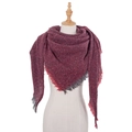 Thick knit burgundy marled triangle shawl with fringed edges for women in autumn and winter - Wine Red (SJ3-05)
