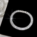 Elegant silver tennis bracelet with sparkling rectangular zircons on a black display - Large Zirconia Silver Style (D-90)