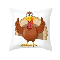 White Thanksgiving pillow cover featuring a colorful cartoon turkey and harvest theme - Funny Cartoon Turkey (TPR391-13)