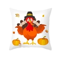 Thanksgiving pillowcase featuring a cartoon turkey and pumpkin print on white fabric - Turkey Pumpkin Maple Leaf Set (TPR391-15)