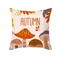Autumn themed pillow cover with mushrooms and leaves and the text AUTUMN in orange - AUTUMN Illustration and Mushroom (TPR391-17)