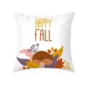 Square Happy Fall pillowcase with mushroom and autumn leaves print on white background - HAPPY FALL and Red Mushroom (TPR391-18)