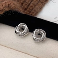 Schicke silberne gedrehte geometrische Knotenohrringe im Retro-Spiral-Design - Silberner gedrehter Kreisstil (A-1096-Silber)
