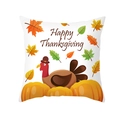 Happy Thanksgiving peach skin pillowcase with turkey and pumpkin prints on white fabric - Happy Thanksgiving Turkey and Pumpkin (TPR391-21)