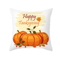 White Thanksgiving pillowcase featuring three pumpkins and Happy Thanksgiving print - Happy Thanksgiving Three Pumpkins (TPR391-23)