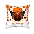 Happy Thanksgiving pillowcase with turkey and pumpkin print on white peach skin fabric - HAPPY Thanksgiving Day Pumpkin Turkey (TPR391-24)