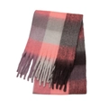 Detail of colorful plaid scarf with long soft fringes in pink and purple tones - Pink Purple (53#)